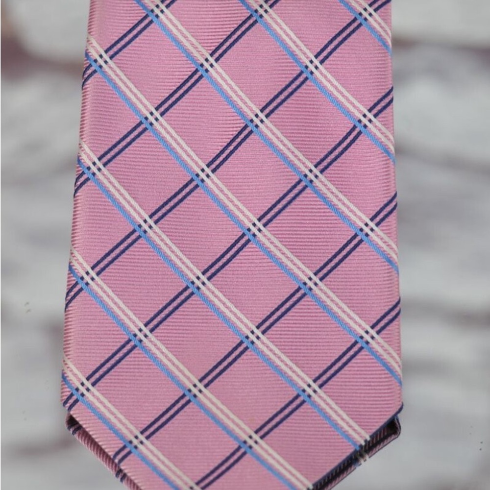 LIKE NEW! JOS A BANK Pink Plaid Men's Tie - Picture 3 of 4